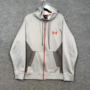 Under Armour Sweatshirt Mens Large Gray Cold gear Full Zip Up Hooded  UA Storm